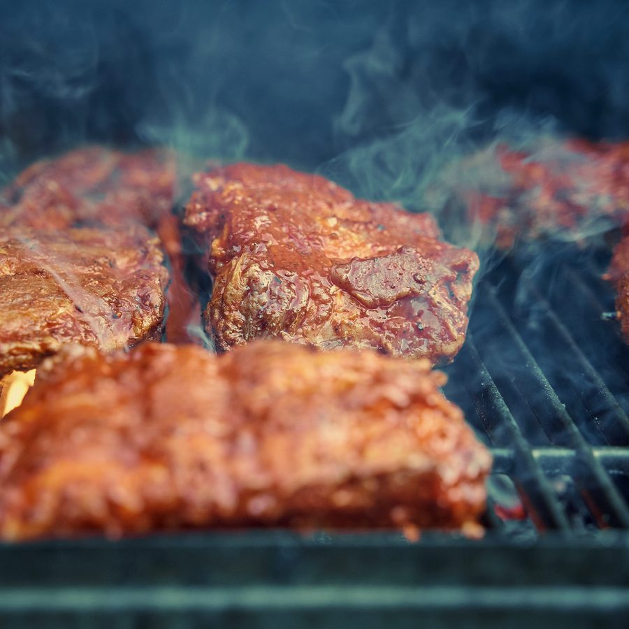 Glazed ribs in the smoke